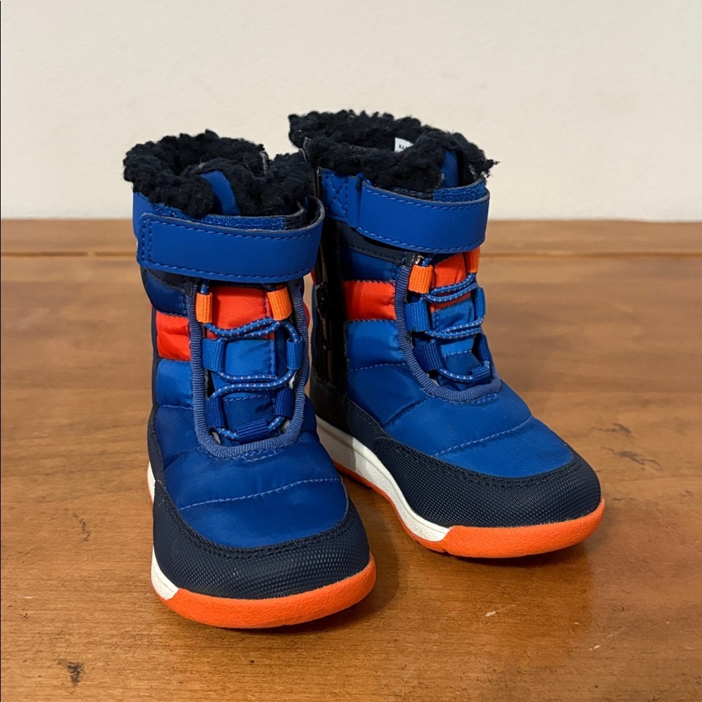 Merrell Alpine Puffer Snow Boot, Blue/Orange, 6 Unisex Little Kid